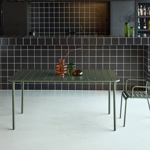 Tavolo da giardino in metallo, 6-8 posti a sedere, verde kaki