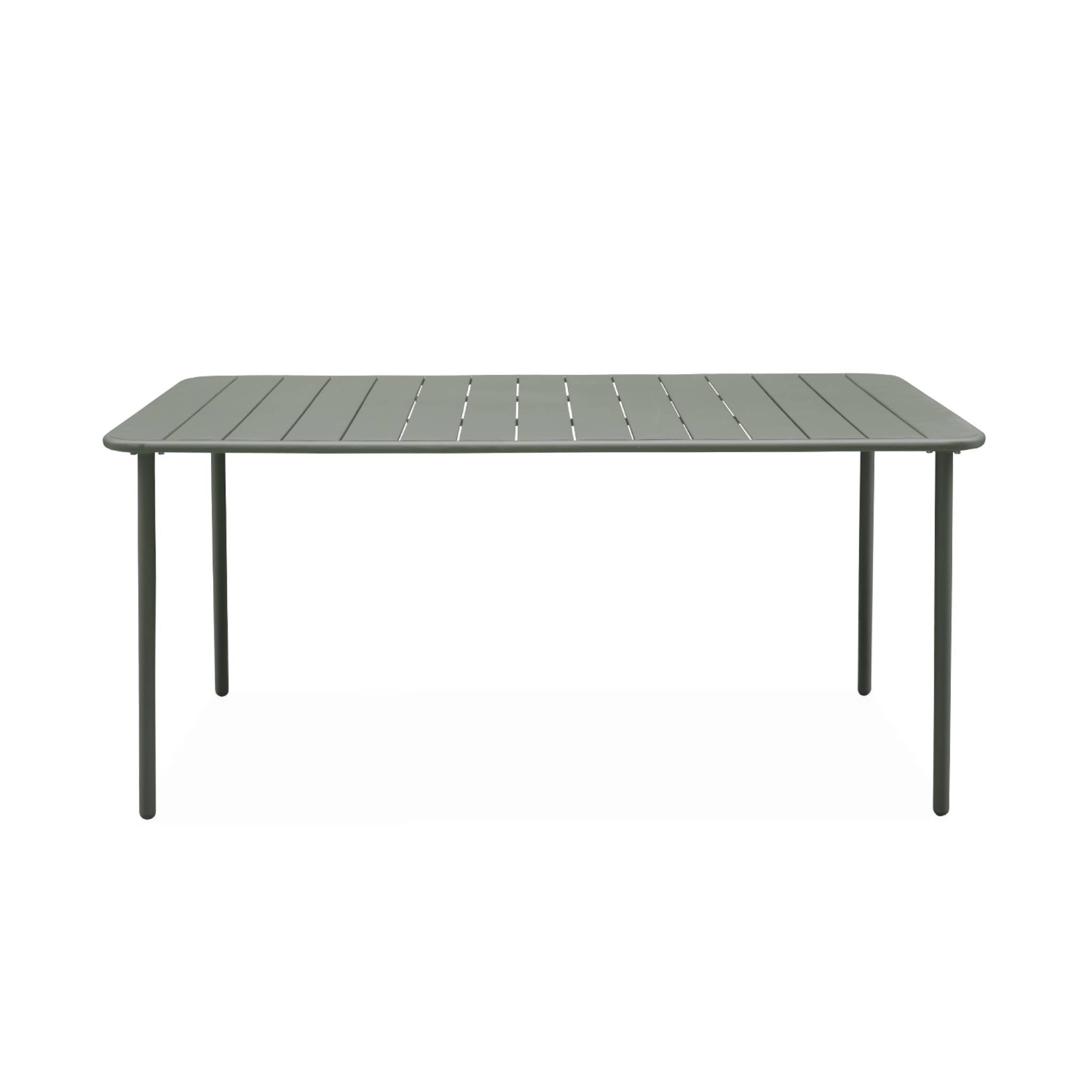 Tavolo da giardino in metallo, 6-8 posti a sedere, verde kaki