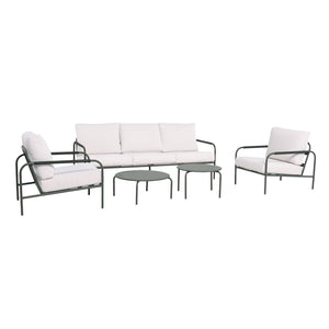 Set da giardino in acciaio, 5 persone, verde kaki