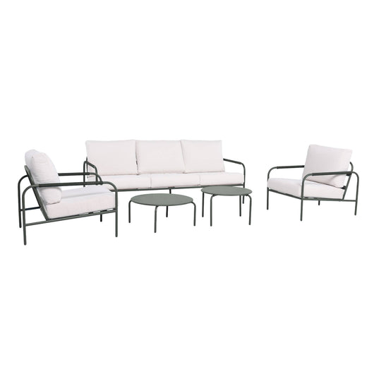 Set da giardino in acciaio, 5 persone, verde kaki