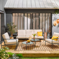 Set da giardino in acciaio, 5 persone, verde kaki