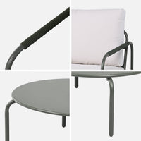 Set da giardino in acciaio, 5 persone, verde kaki