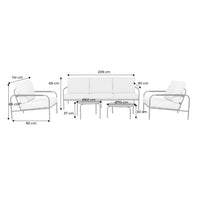 Set da giardino in acciaio, 5 persone, verde kaki