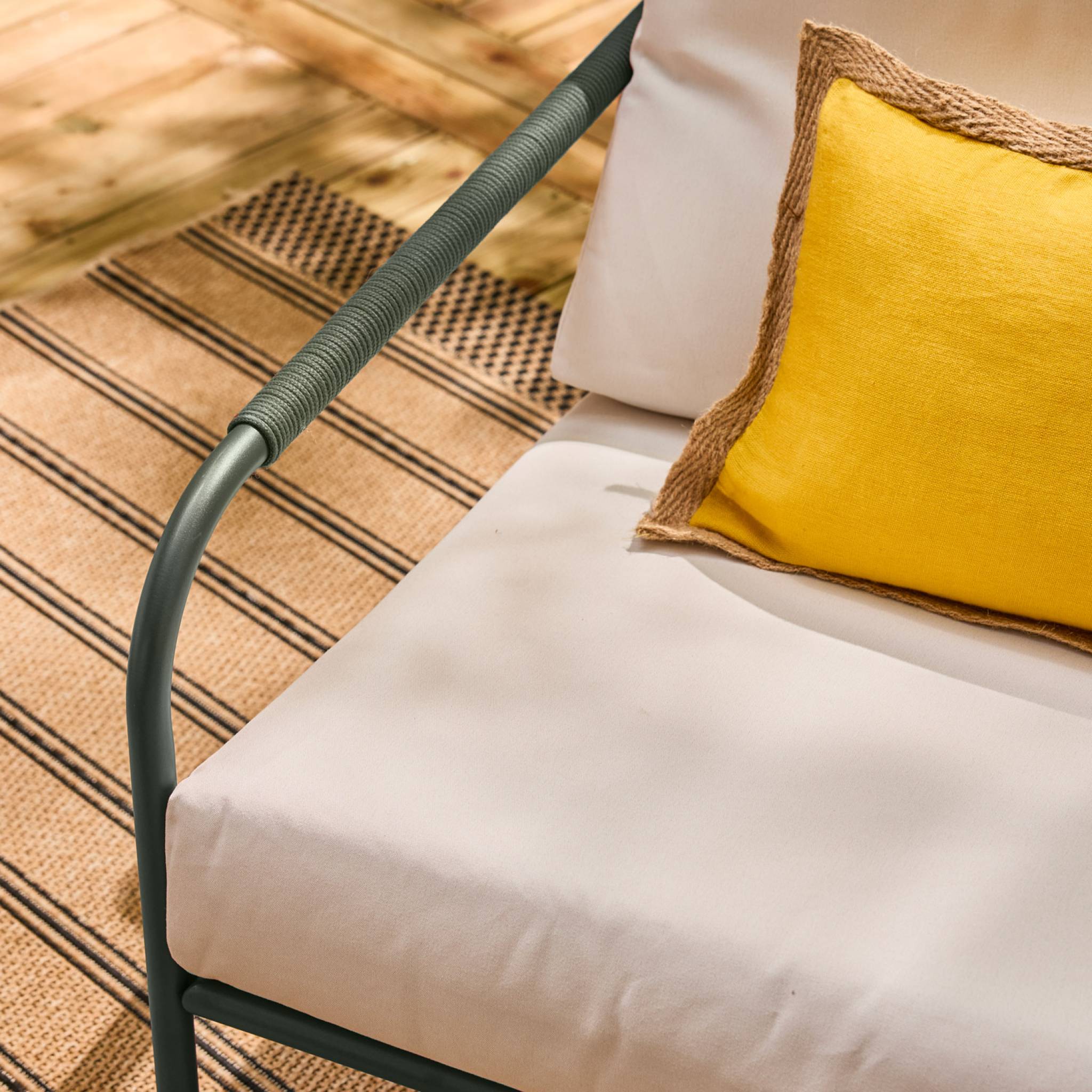 Set da giardino in acciaio, 7 persone, verde kaki