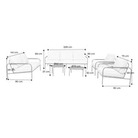 Set da giardino in acciaio, 7 persone, verde kaki