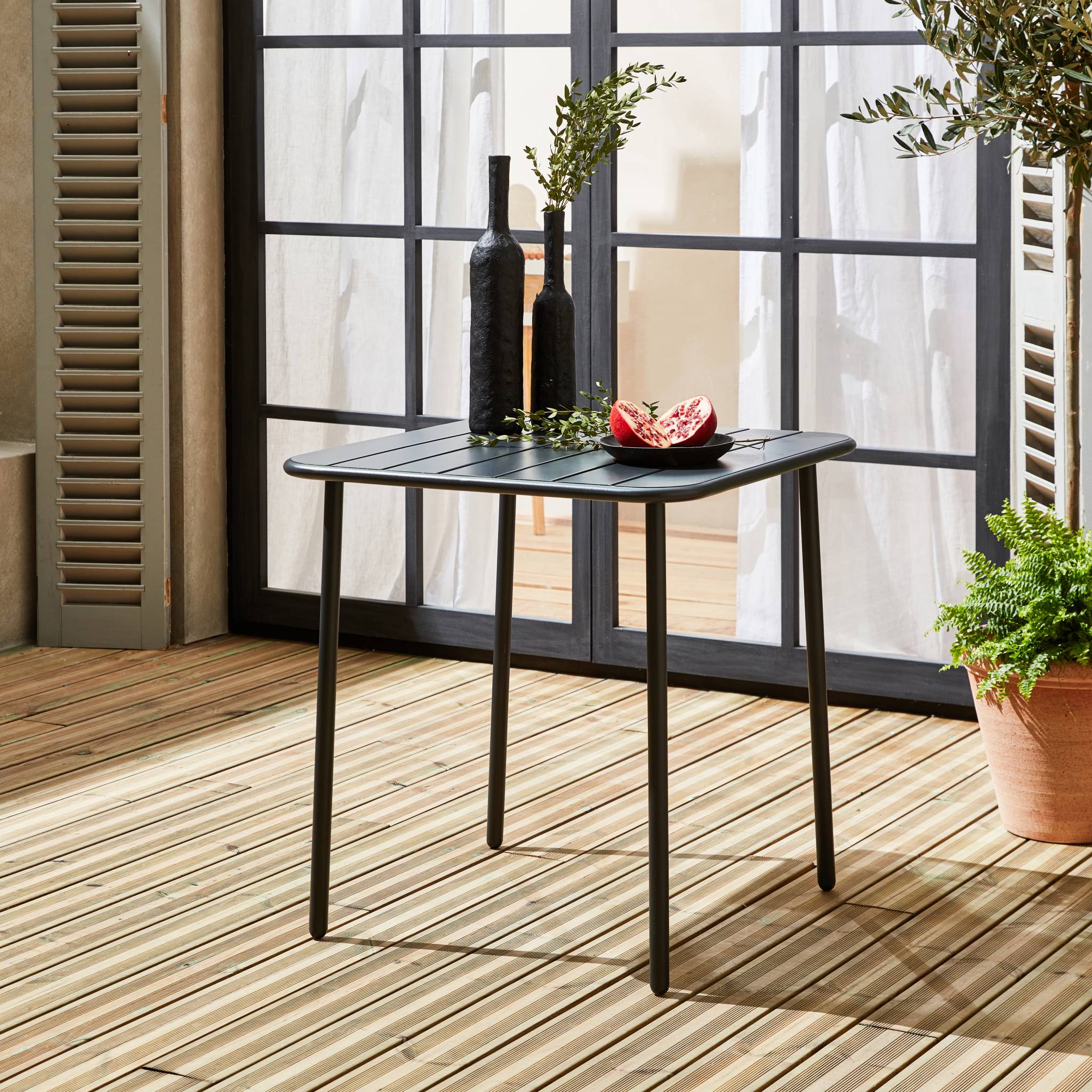 Tavolo da giardino in metallo 2 posti, antracite