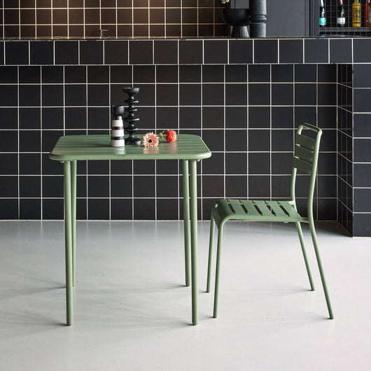 Tavolo da giardino in metallo, 2 posti, verde