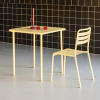 Tavolo da giardino in metallo, 2 posti, giallo