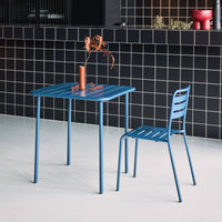 Tavolo da giardino in metallo, 2 posti, blu navy