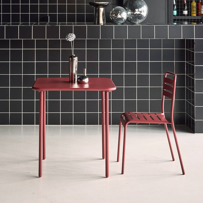 Tavolo da giardino in metallo, 2 posti, terra di siena