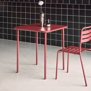 Tavolo da giardino in metallo, 2 posti, terra di siena