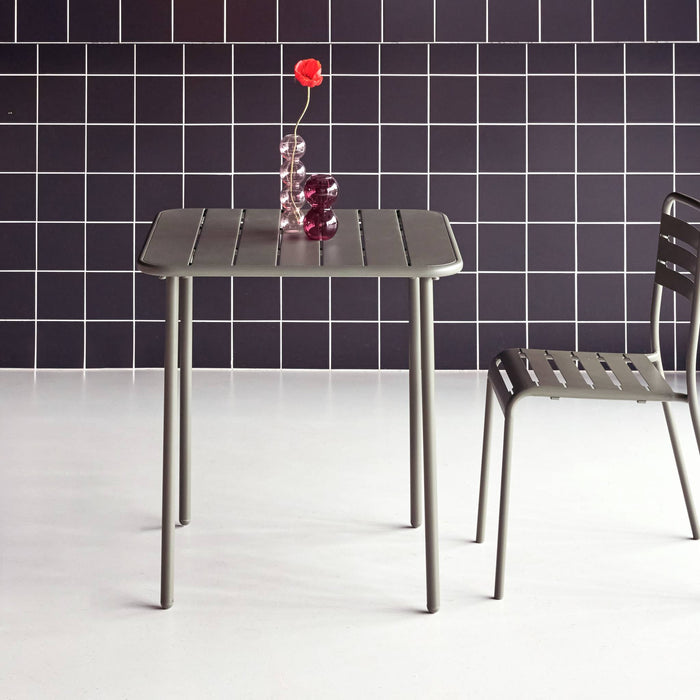 Tavolo da giardino in metallo, 2 posti, verde kaki