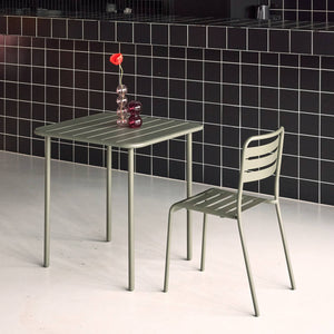 Tavolo da giardino in metallo, 2 posti, verde kaki