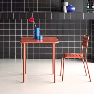 Tavolo da giardino in metallo, 2 posti, terracotta