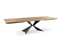 E-STYLO Tavolo allungabile con top impiallacciato rovere naturale e gambe in metallo nero, 100cm X 200/300cm H. 76cm.