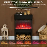 Camino Elettrico con Effetto Fiamma 3D Colorata, 1000W/2000W con Temperatura Regolabile e Telecomando, Nero