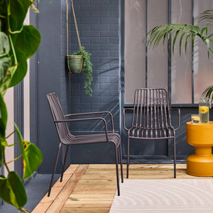 Set di 2 poltrone da giardino impilabile in acciaio, antracite