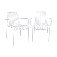 Set di 2 poltrone da giardino impilabile in acciaio, bianco