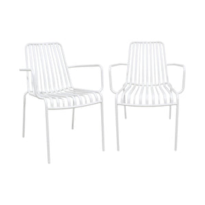 Set di 2 poltrone da giardino impilabile in acciaio, bianco