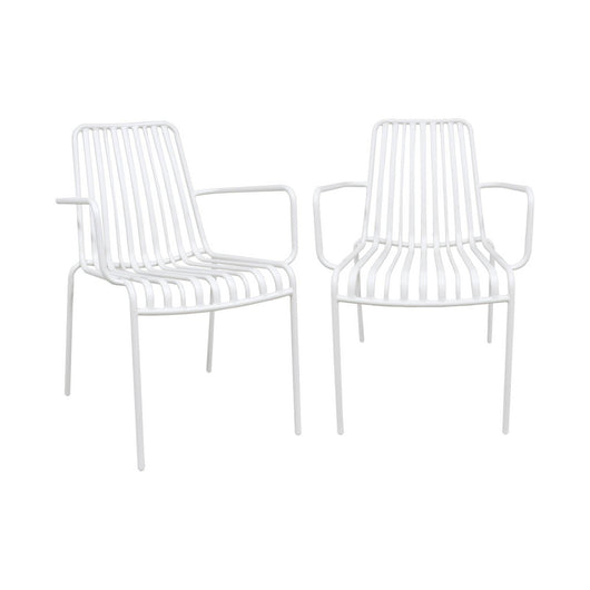Set di 2 poltrone da giardino impilabile in acciaio, bianco