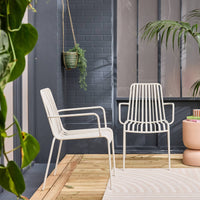 Set di 2 poltrone da giardino impilabile in acciaio, bianco