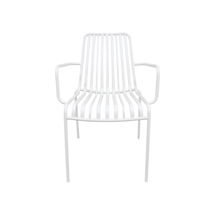 Set di 2 poltrone da giardino impilabile in acciaio, bianco