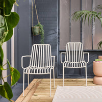 Set di 2 poltrone da giardino impilabile in acciaio, bianco