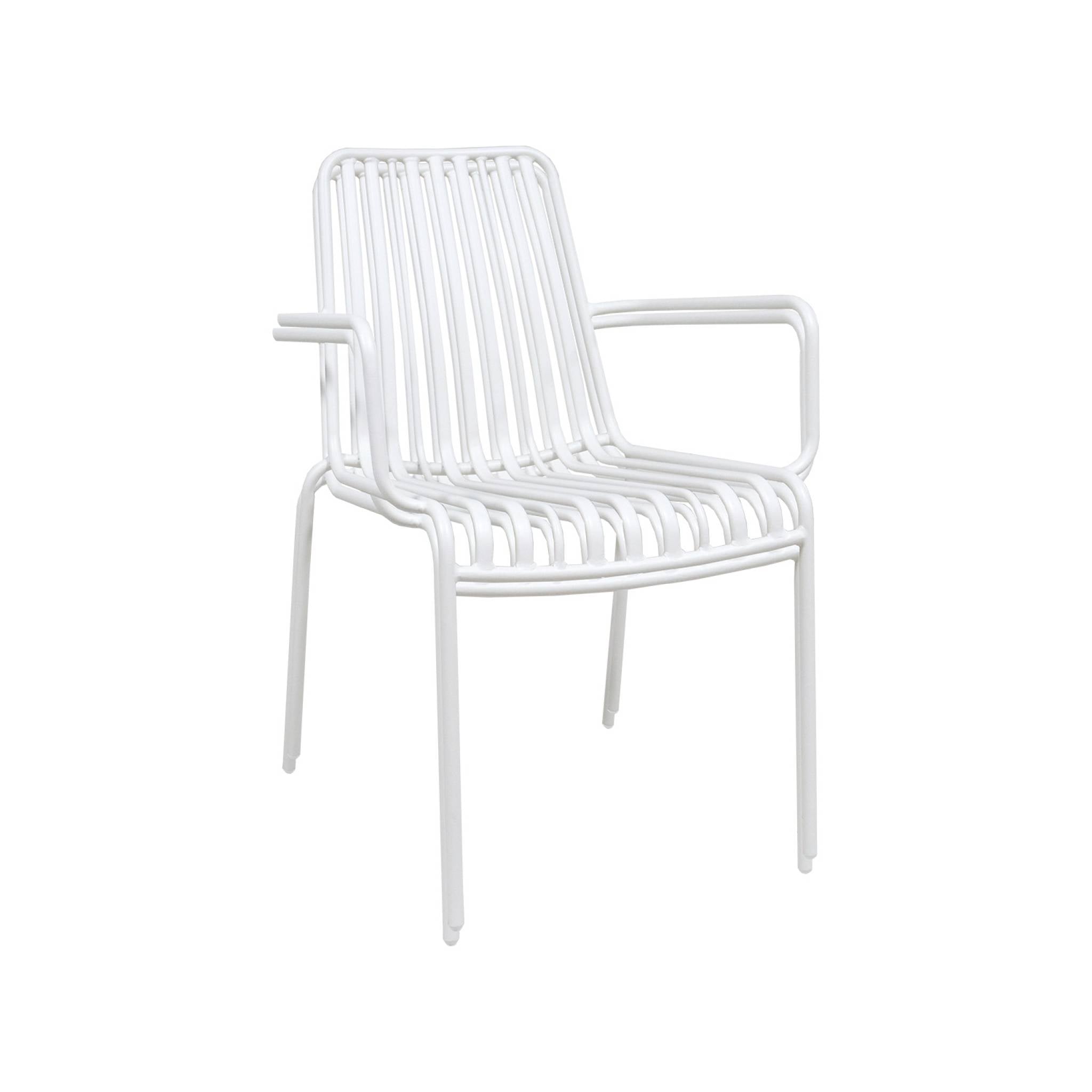 Set di 2 poltrone da giardino impilabile in acciaio, bianco