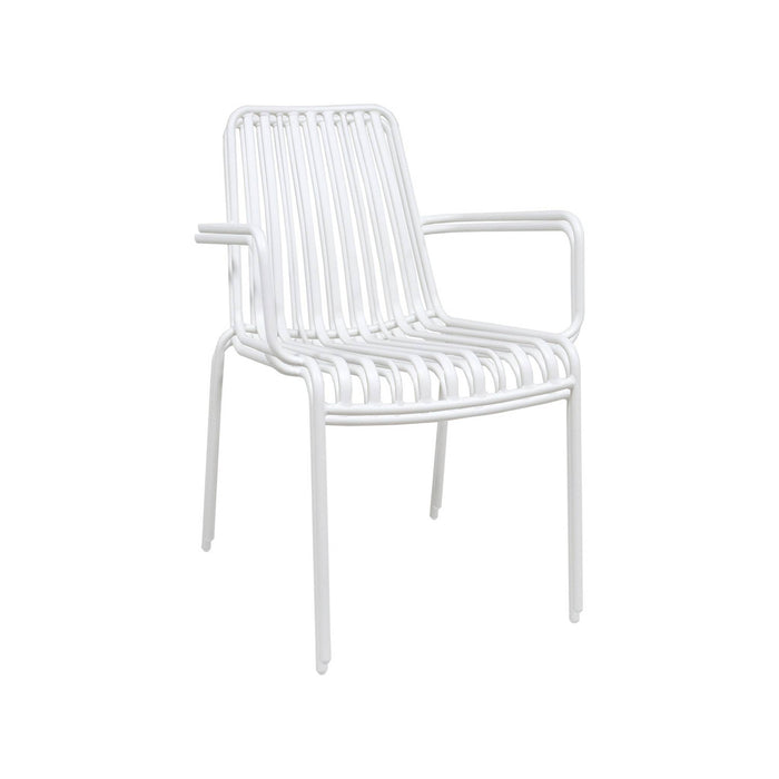 Set di 2 poltrone da giardino impilabile in acciaio, bianco