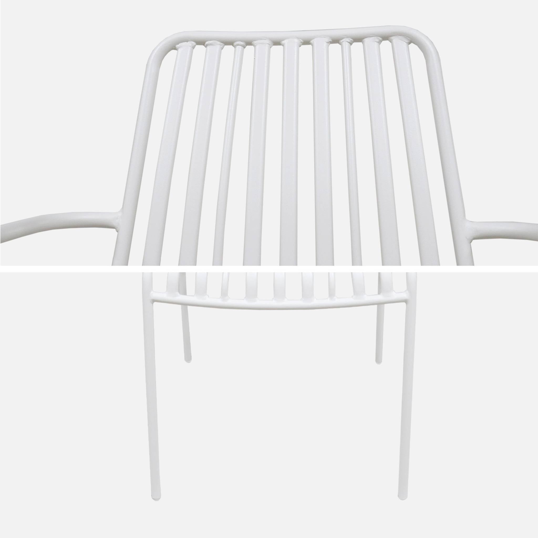 Set di 2 poltrone da giardino impilabile in acciaio, bianco