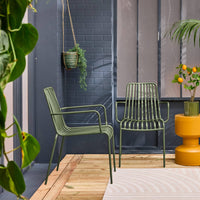 Set di 2 poltrone da giardino impilabile in acciaio, verde kaki