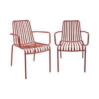 Set di 2 poltrone da giardino impilabile in acciaio, terracotta