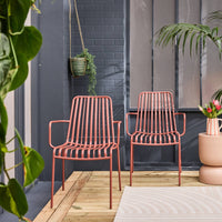 Set di 2 poltrone da giardino impilabile in acciaio, terracotta