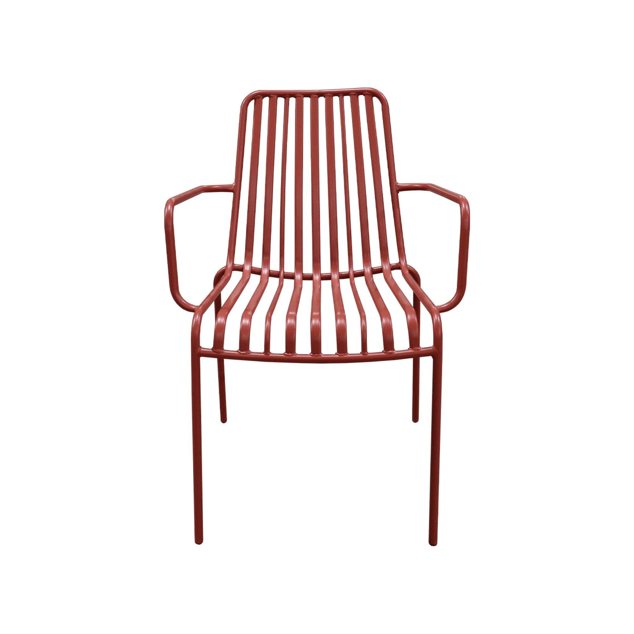 Set di 2 poltrone da giardino impilabile in acciaio, terracotta