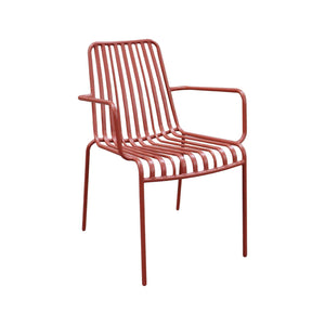 Set di 2 poltrone da giardino impilabile in acciaio, terracotta