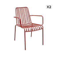 Set di 2 poltrone da giardino impilabile in acciaio, terracotta