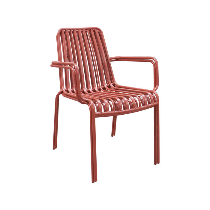 Set di 2 poltrone da giardino impilabile in acciaio, terracotta