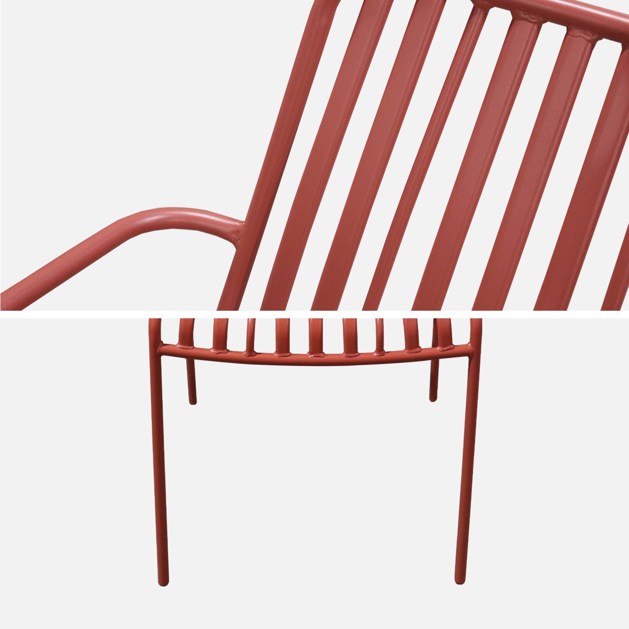 Set di 2 poltrone da giardino impilabile in acciaio, terracotta