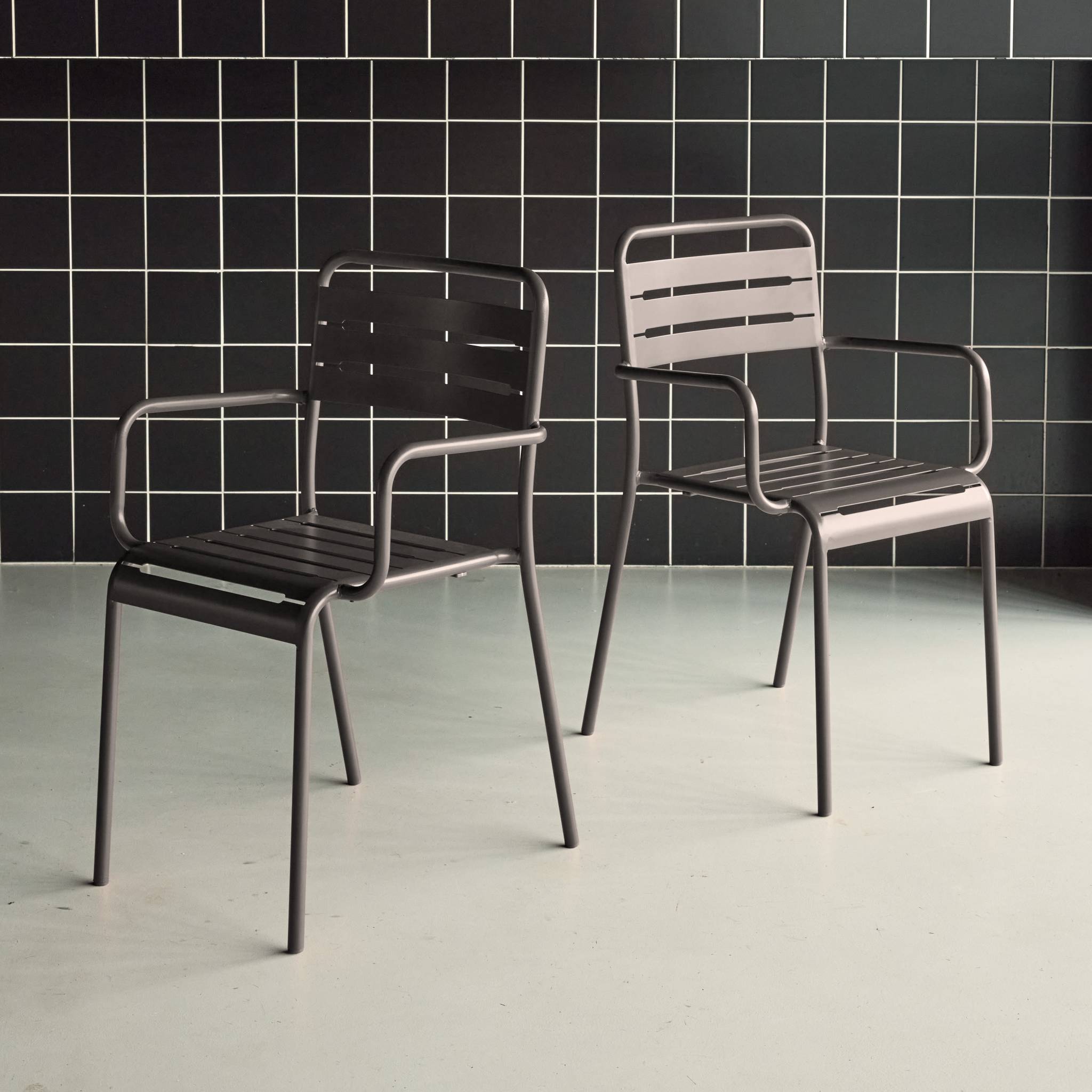 Set 2 sedie da giardino in acciaio, antracite