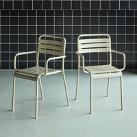 Set di 2 poltrone da giardino in acciaio, beige