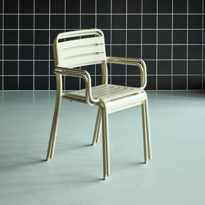 Set di 2 poltrone da giardino in acciaio, beige