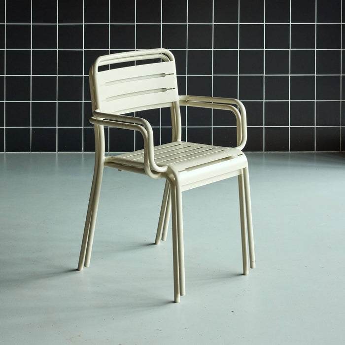 Set di 2 poltrone da giardino in acciaio, beige