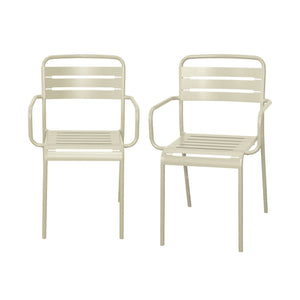 Set di 2 poltrone da giardino in acciaio, beige