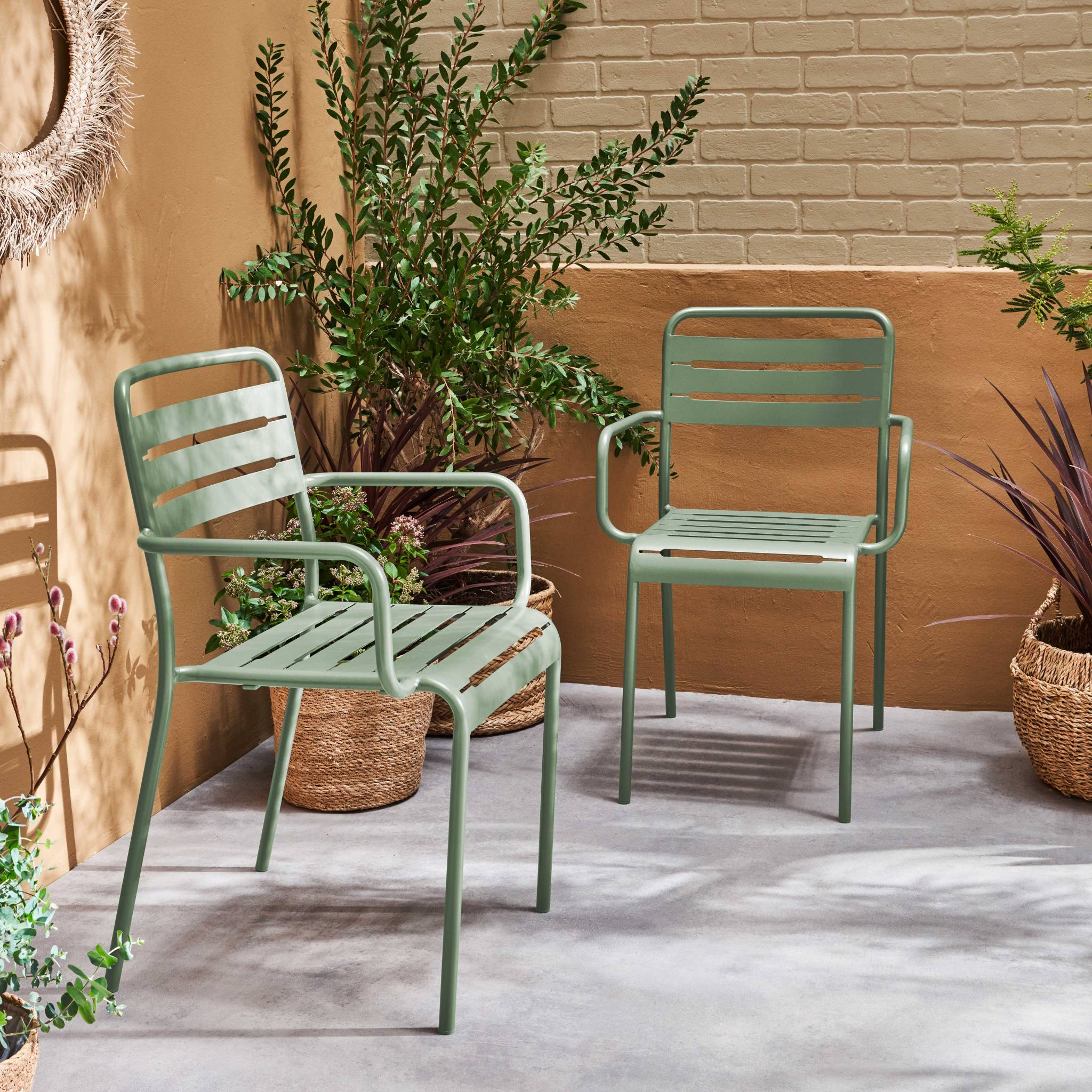 Set 2 sedie da giardino in acciaio, verde