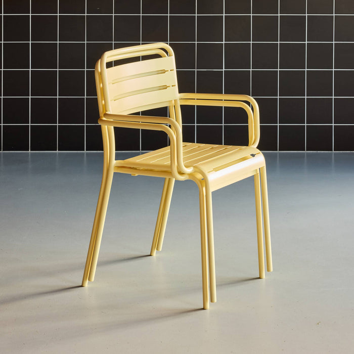 Set di 2 poltrone da giardino in acciaio, giallo