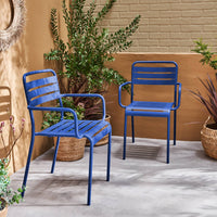 Set 2 sedie da giardino in acciaio, blu elettrico