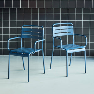 Set di 2 poltrone da giardino in acciaio, blu navy