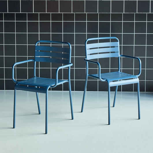 Set di 2 poltrone da giardino in acciaio, blu navy