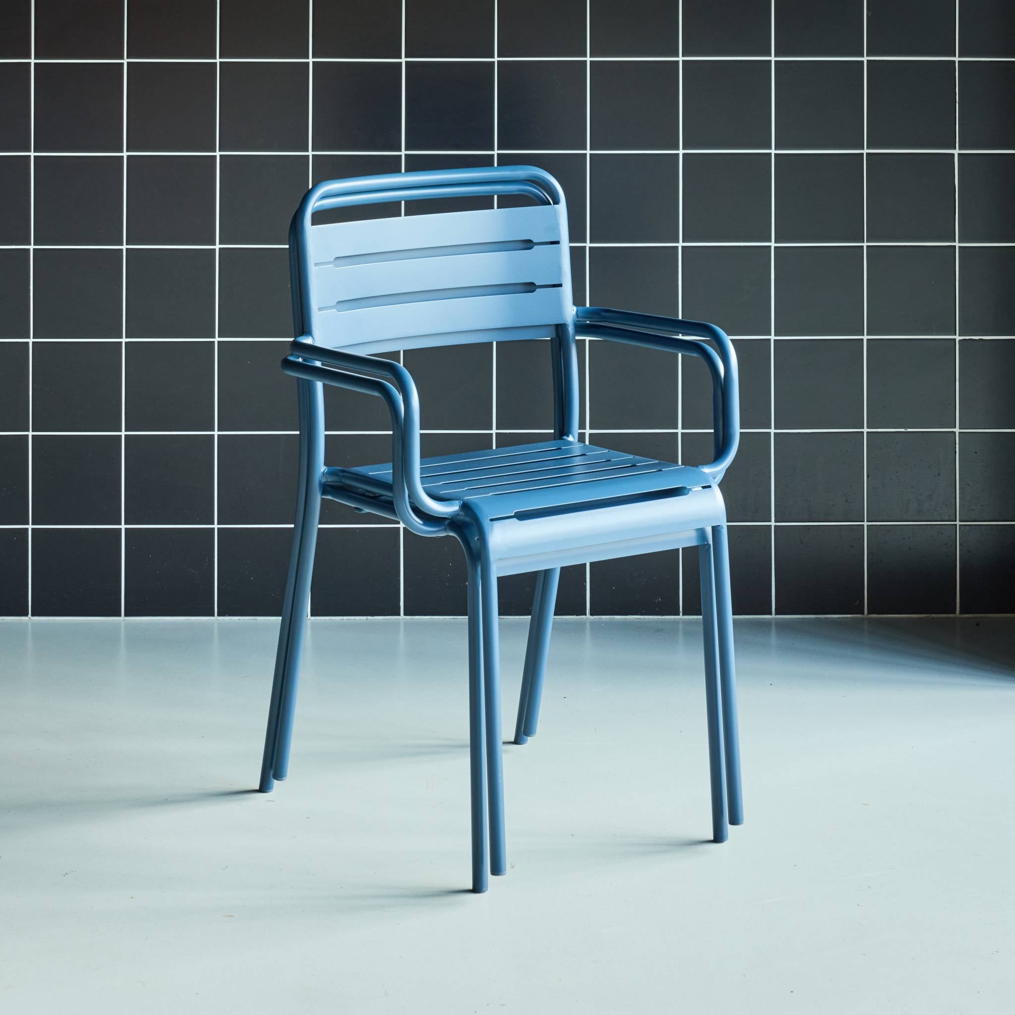 Set di 2 poltrone da giardino in acciaio, blu navy