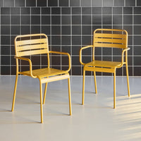 Set di 2 poltrone da giardino in acciaio, ocra